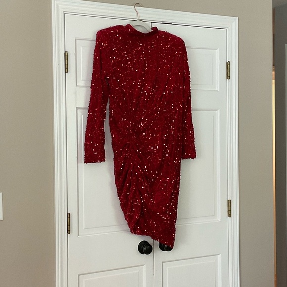 Eloquii Dresses & Skirts - Eloquii Red Sequin Long Sleeve Dress